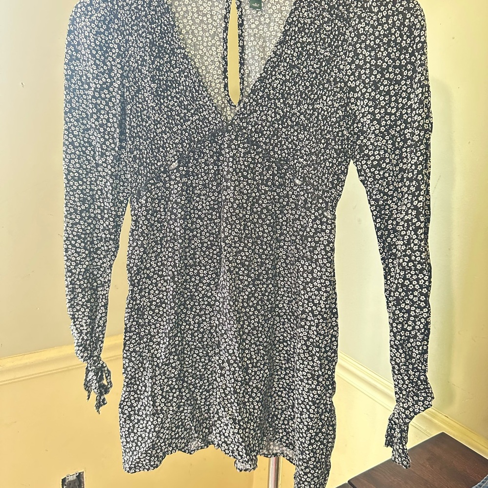 Wild Fable Black and White Floral Long Sleeve Dress